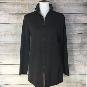 Kathie Lee Collection Long Knit Jacket Full Zip Mock Neck Brown Women's Medium